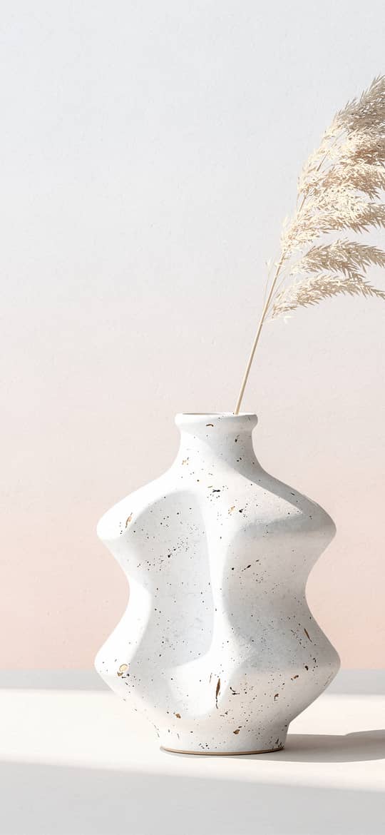 White Textured Vase with Pampas Grass