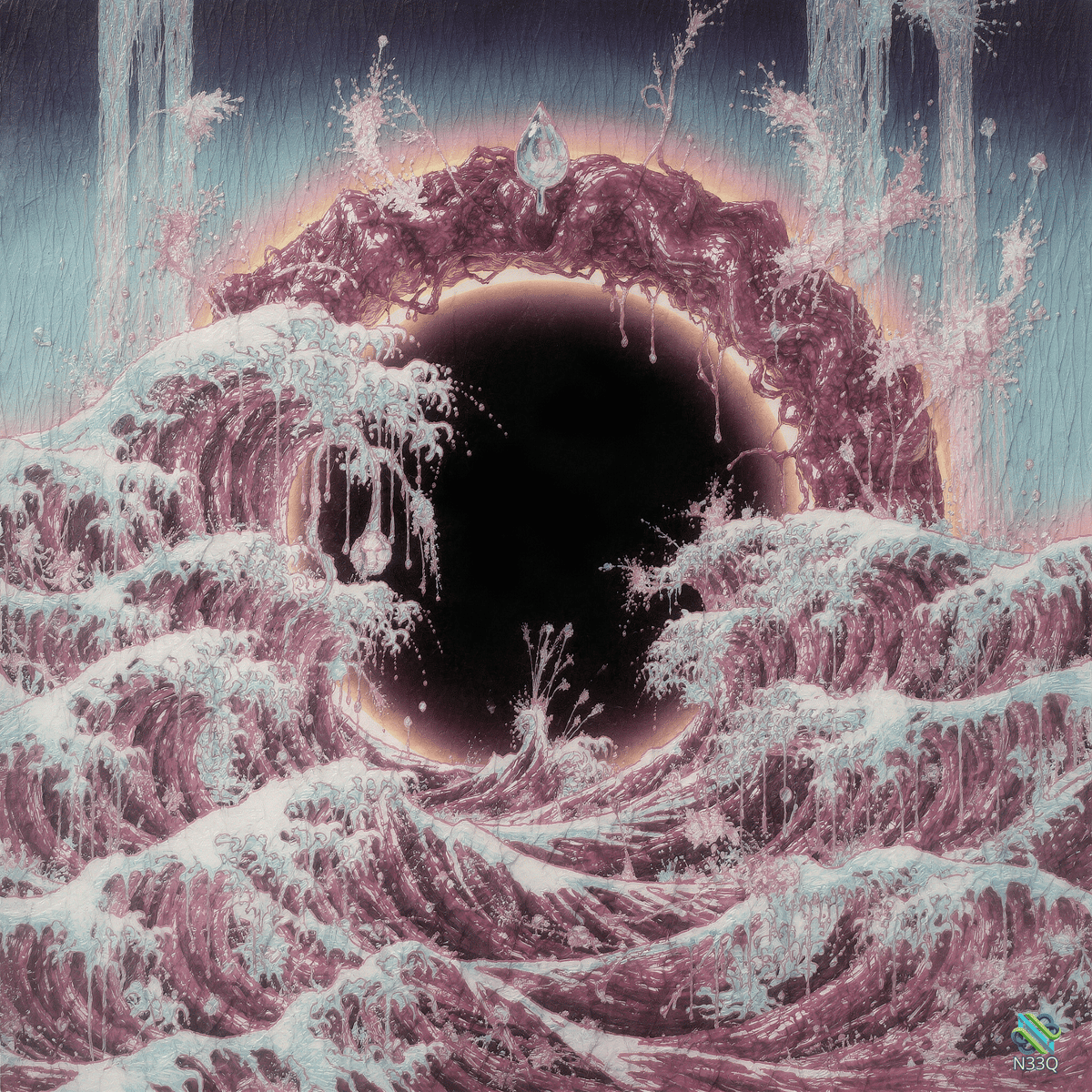 Purple Waves Around Central Black Void