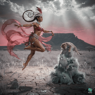 Dancer Leaping by Tower of Meerkats