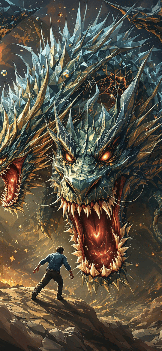 Crystal Dragon Roars at Lone Explorer