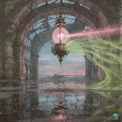 Glowing Lantern in Flooded Ornate Ruins
