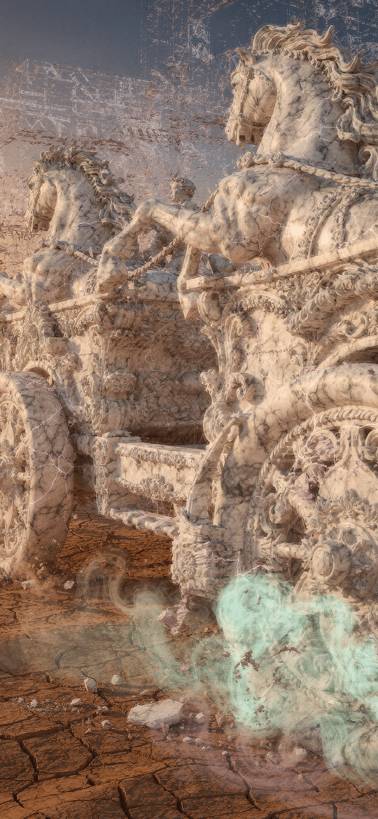 Procession of Ornate Stone Horse Carriages