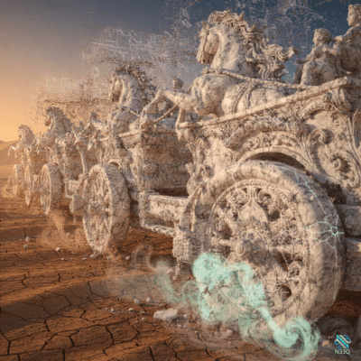 Procession of Ornate Stone Horse Carriages