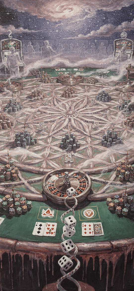 Surreal Casino Mandala with Roulette Wheels