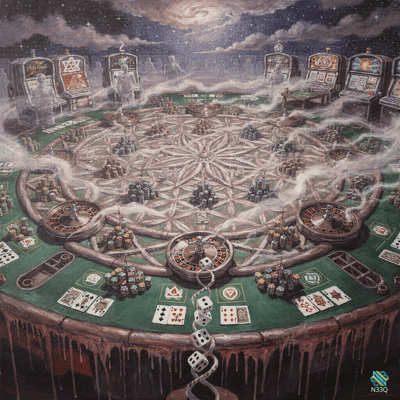 Surreal Casino Mandala with Roulette Wheels