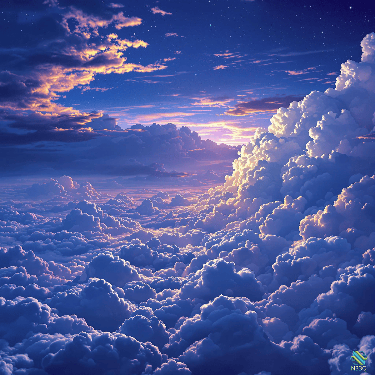 Sunset Over Vast Sea of Clouds