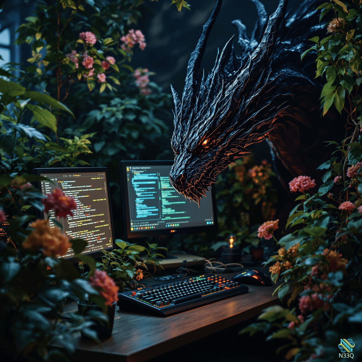 Dragon Examining Code on Dual Monitors