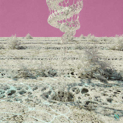 White Lattice Form Rising from Desert Hole