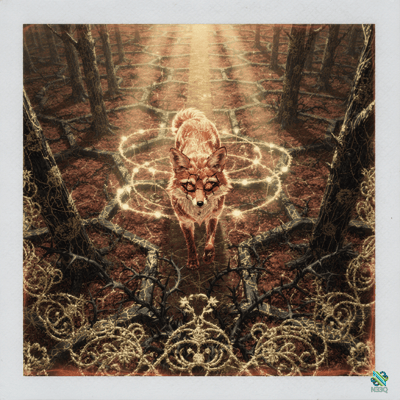 Glowing Fox Amidst Magical Forest Runes