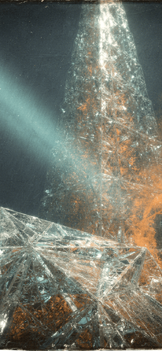 Shattered Glass Tower with an Orange Tree of Light