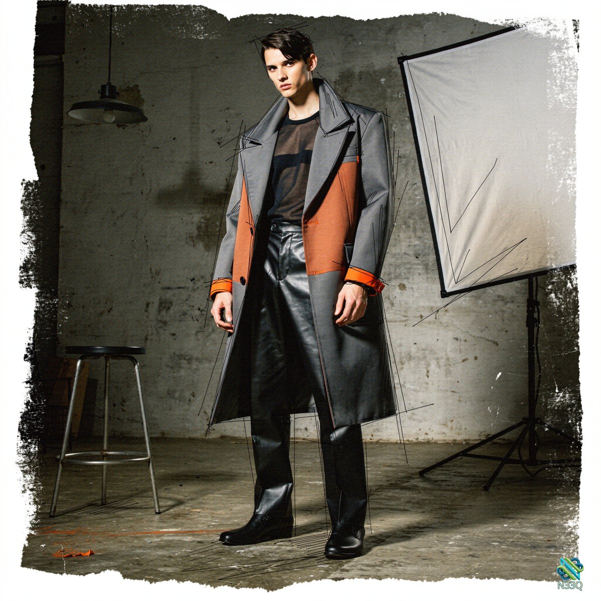 Man in Gray Orange Trench Coat
