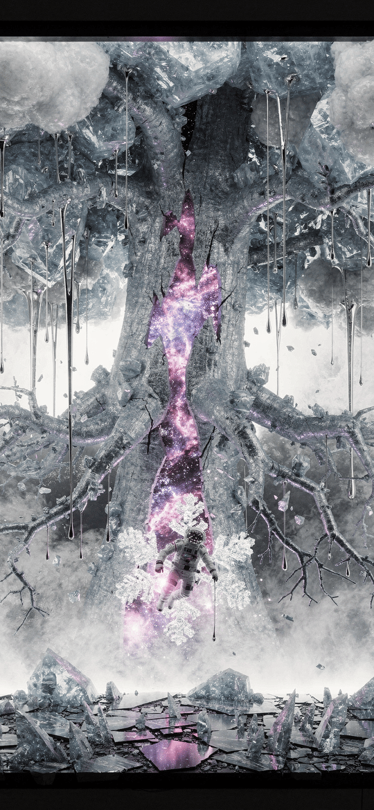 Ancient Tree with Glowing Purple Core