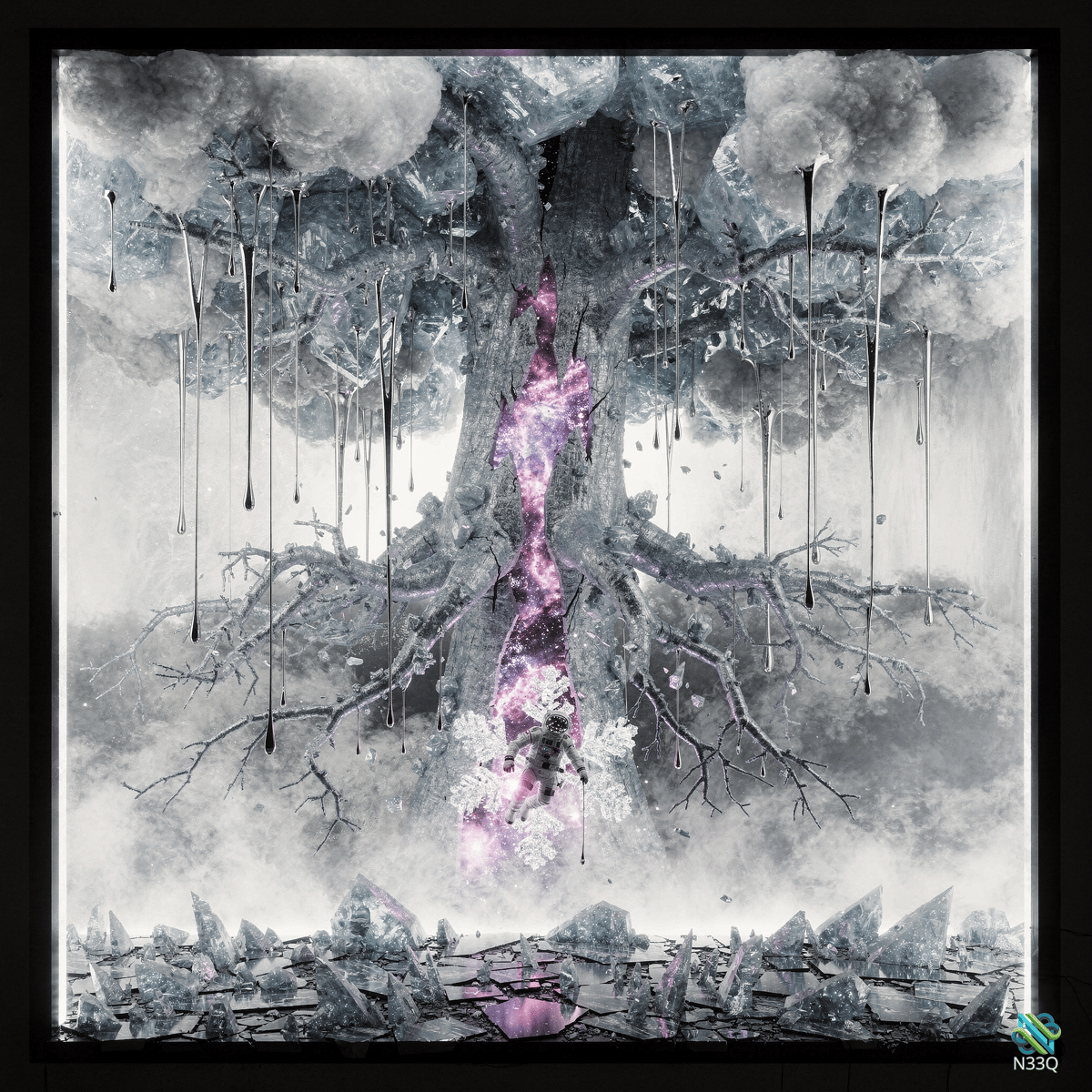 Ancient Tree with Glowing Purple Core