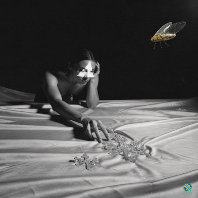 Woman on Silk Sheets with a Golden Cicada
