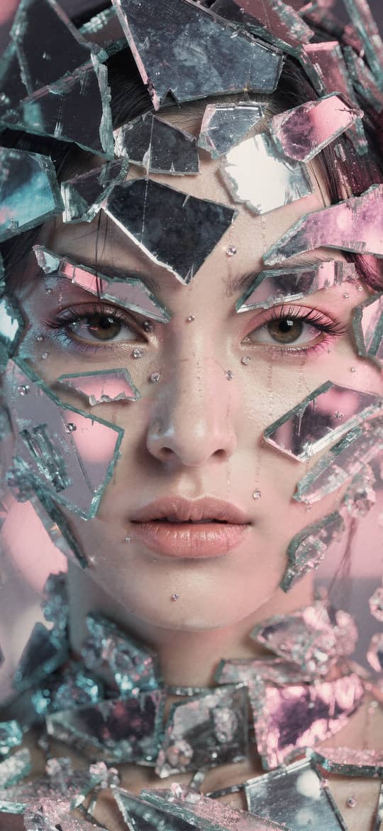 Woman with Shattered Glass Headdress