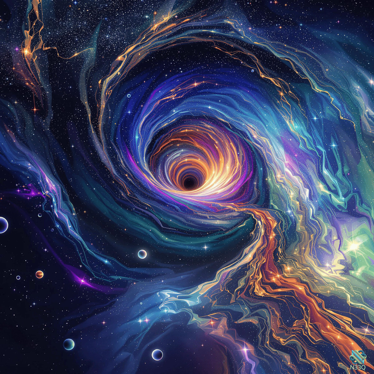 Vibrant Spiral Cosmic Vortex Nebula